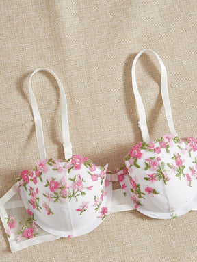 Conjunto Lingerie Bordado Floral Delicado