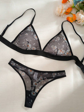 Conjunto Lingerie Tule Estampado