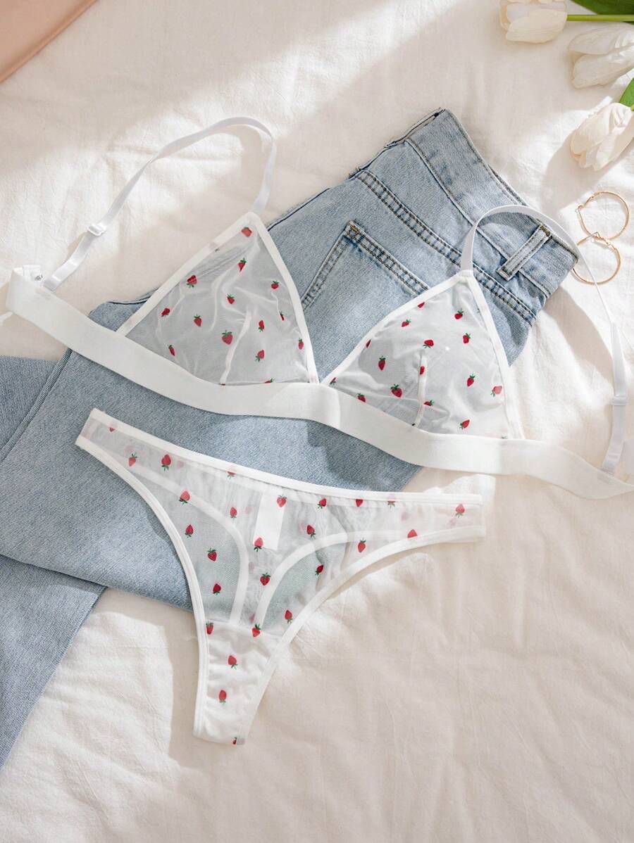 Conjunto Lingerie Tule Estampado