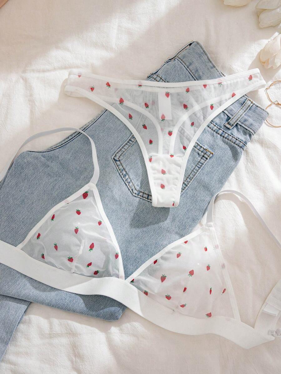 Conjunto Lingerie Tule Estampado