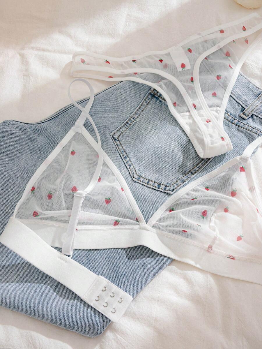 Conjunto Lingerie Tule Estampado