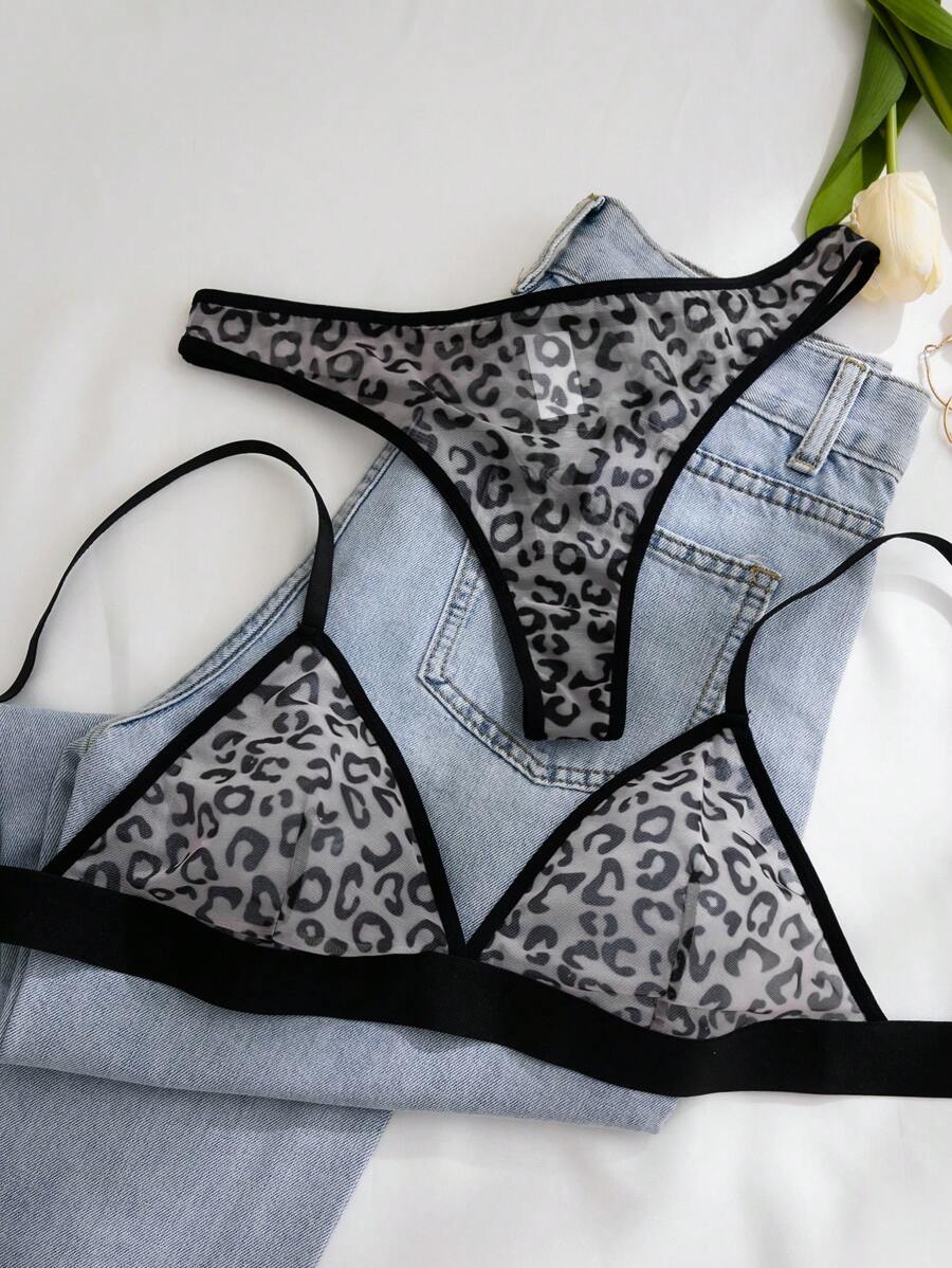 Conjunto Lingerie Tule Estampado