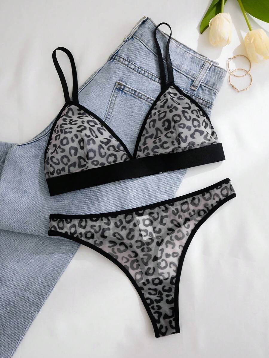 Conjunto Lingerie Tule Estampado