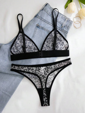 Conjunto Lingerie Tule Estampado