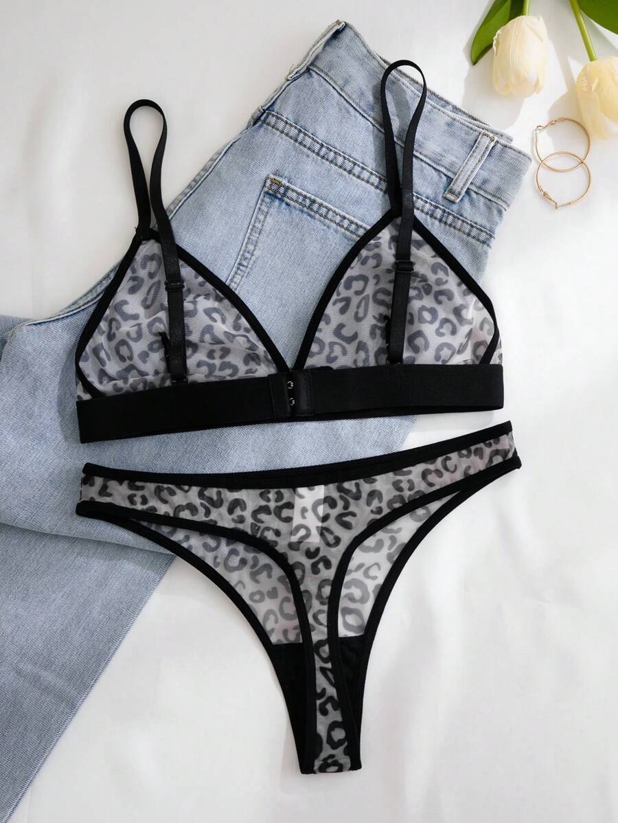 Conjunto Lingerie Tule Estampado