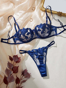 Conjunto Lingerie Bordado de Folha