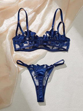 Conjunto Lingerie Bordado de Folha