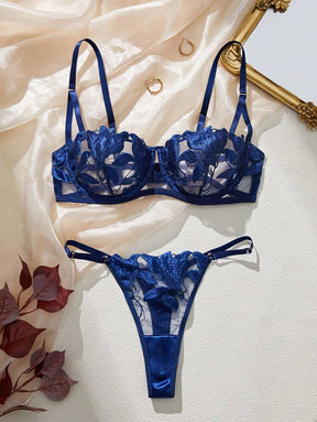 Conjunto Lingerie Bordado de Folha