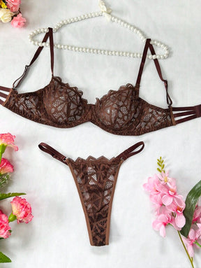 Conjunto Lingerie Renda Geométrico