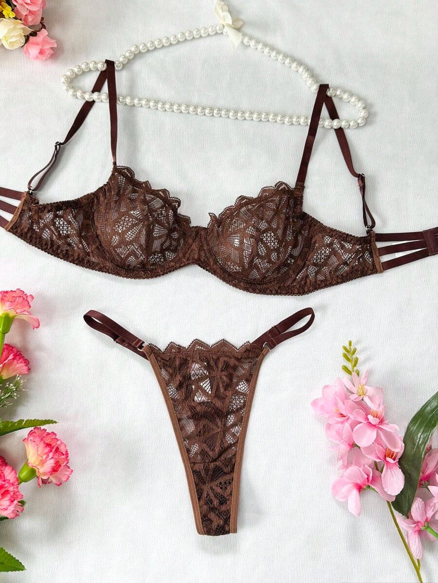 Conjunto Lingerie Renda Geométrico