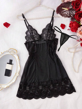 Conjunto Lingerie Renda Camisola Sexy