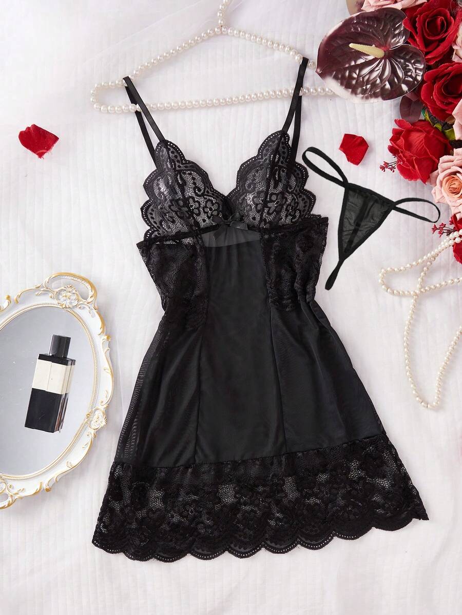 Conjunto Lingerie Renda Camisola Sexy