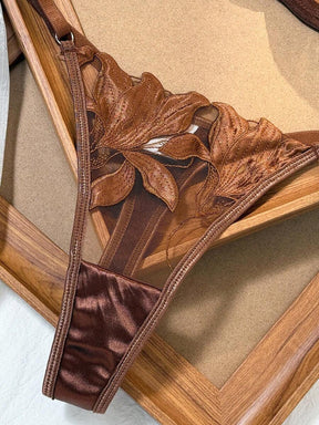 Conjunto Lingerie Bordado de Folha